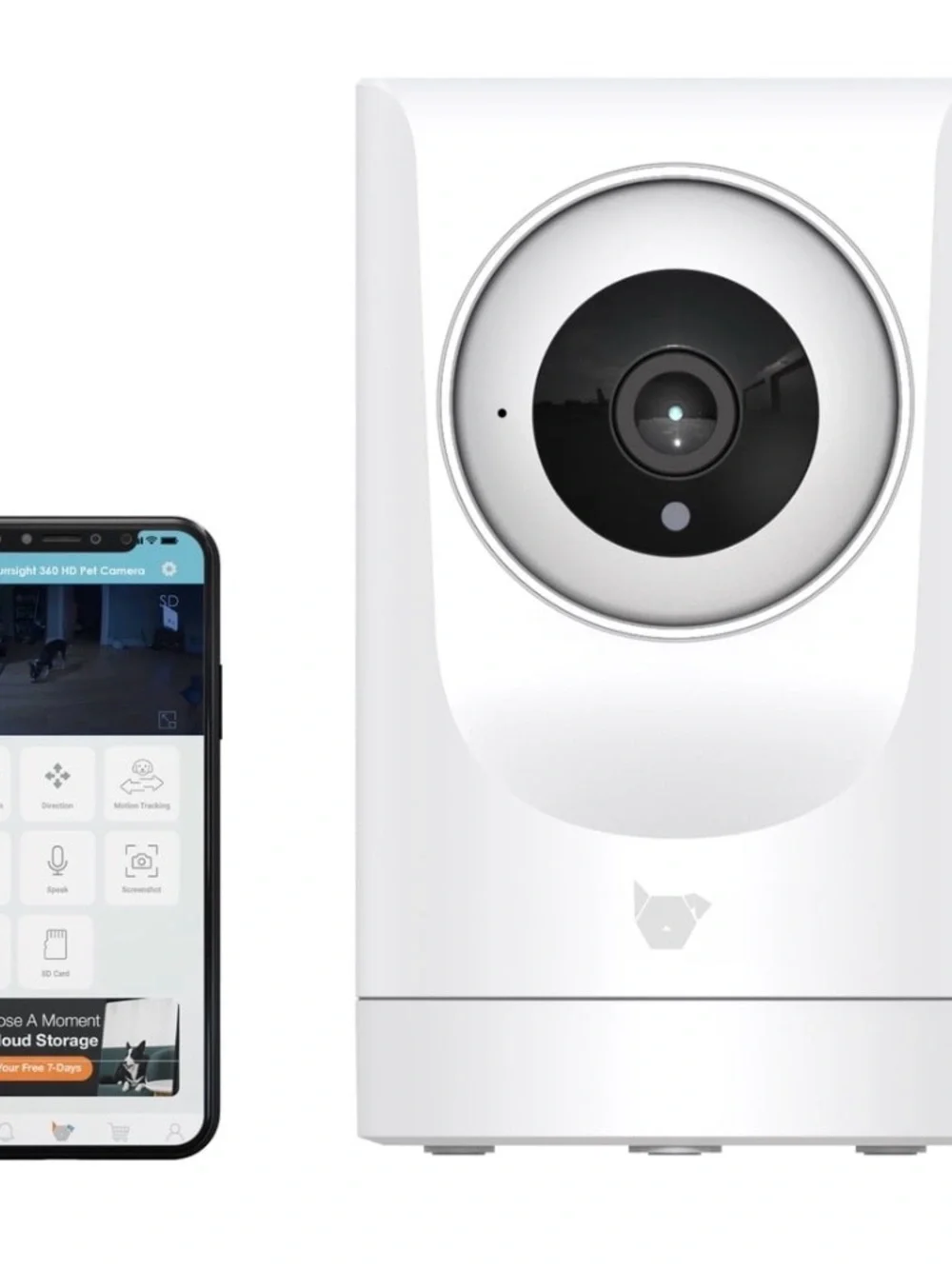 Instachew Purrsight 360° Smart Pet Camera, 1080P HD, Wireless, 2-Way Audio